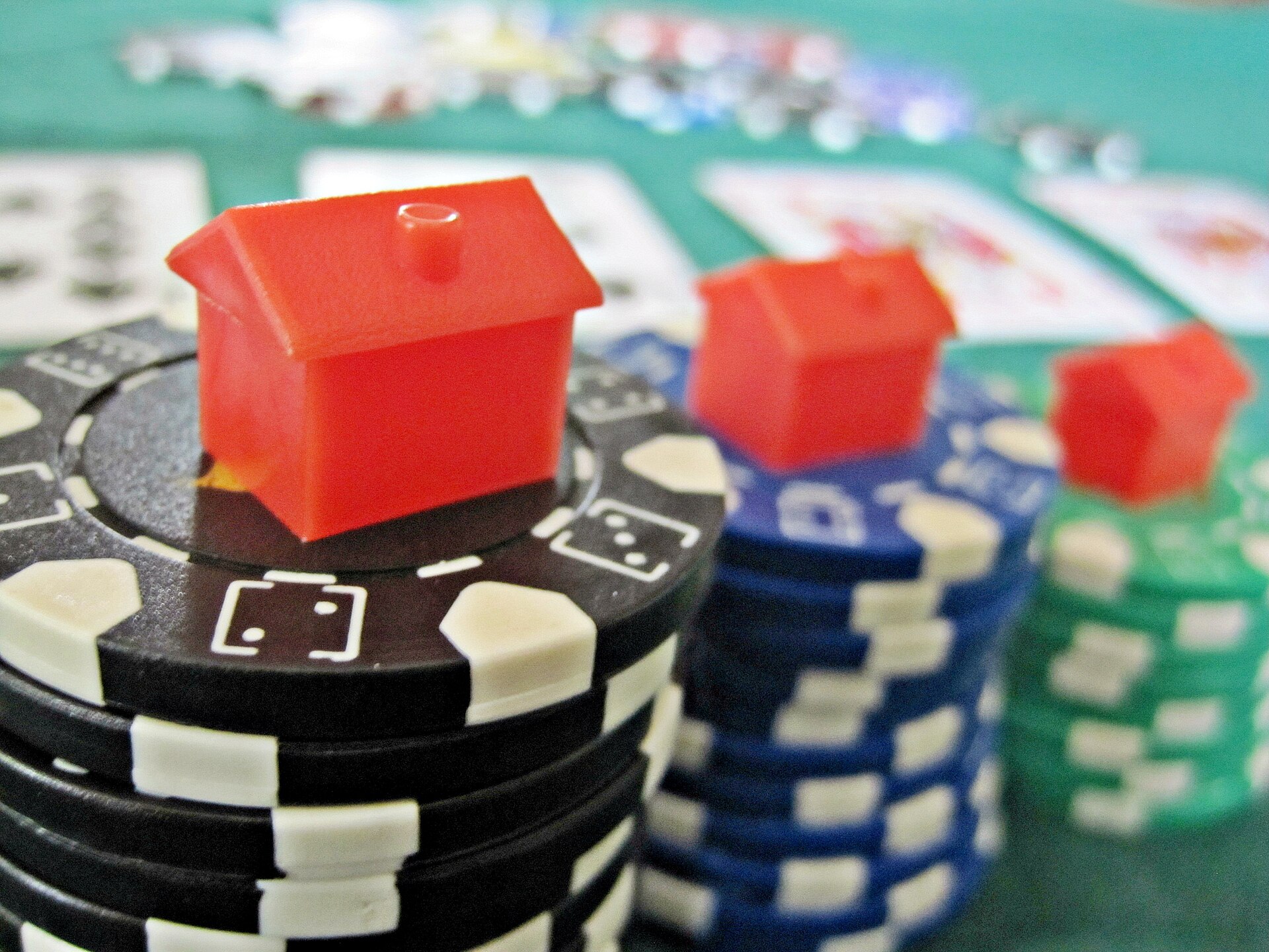 Monopoly houses and poker chips